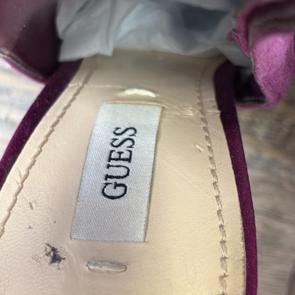 Guess Purple Suede Platform Peep-Toe Stiletto Booties Size 6 - Picture 8 of 14